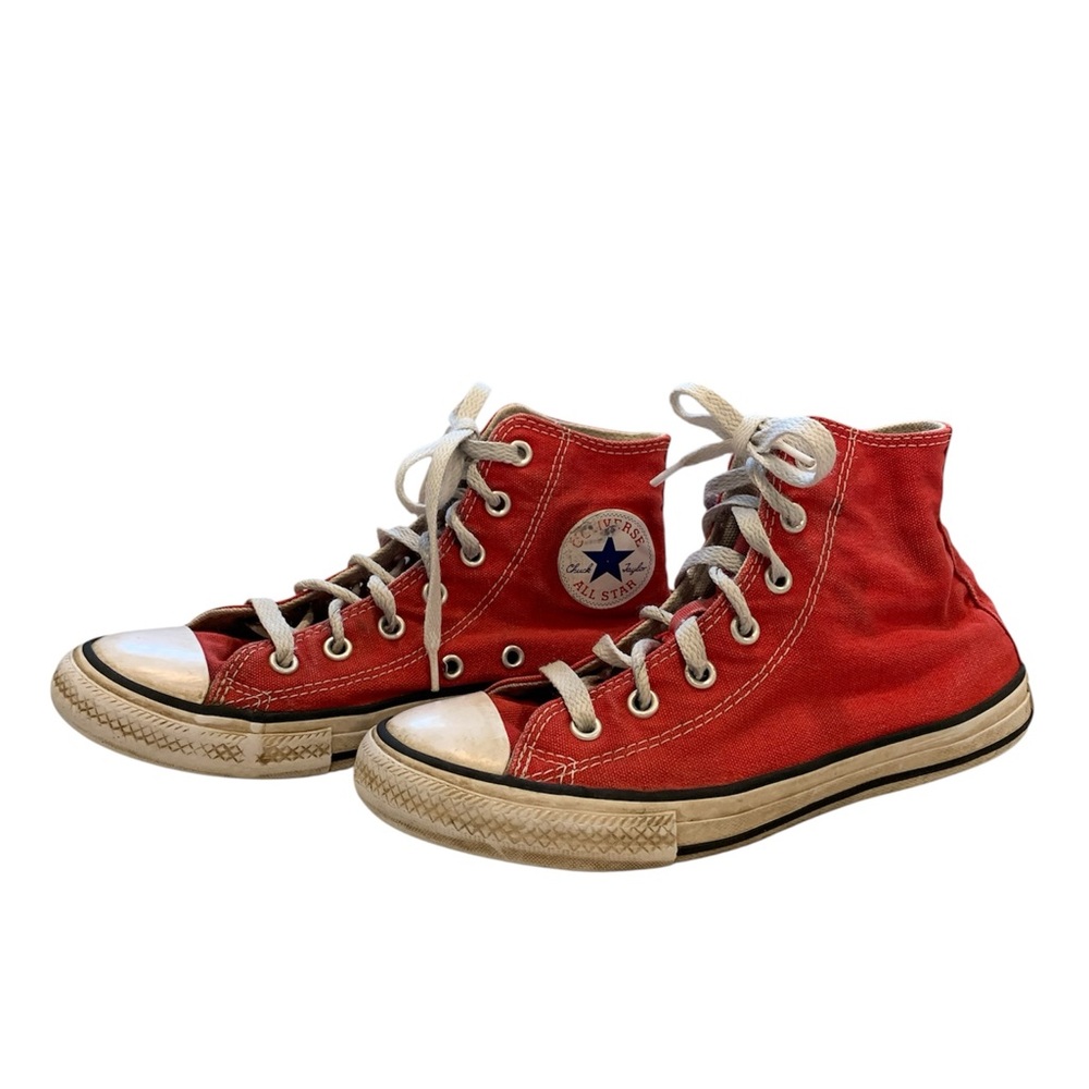 CONVERSE | Youth Size 2 Red Canvas High-Top Shoes